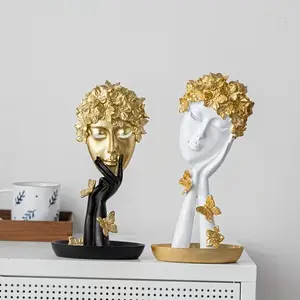 Abstract Art Sculpture, Finish, Elegant Human Resin Figure Statue, Decorative Figurine for Living Room, Office, Wine Cabinet, Entryway Display