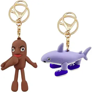 2PCS Italian Brainrot Keychains,Tralalero Tralala Keychain,Tung Tung Tung Sahur Animals Keychains,Funny Italian Brainrot Meme Shark Figurine Key Ring