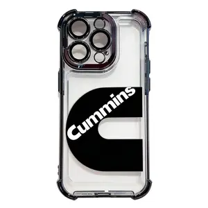 Springtok Cummins Pattern Aesthetic Electroplated TPU Casing for iPhone 17 16 15 14 13 12 11 X XS PRO PLUS MAX & Samsung Galaxy S25 Ultra S24 S23 S22 S21 Plus Four Corners Anti-Fall Transparent Soft Silicone Shockproof Protection Cellphone Case