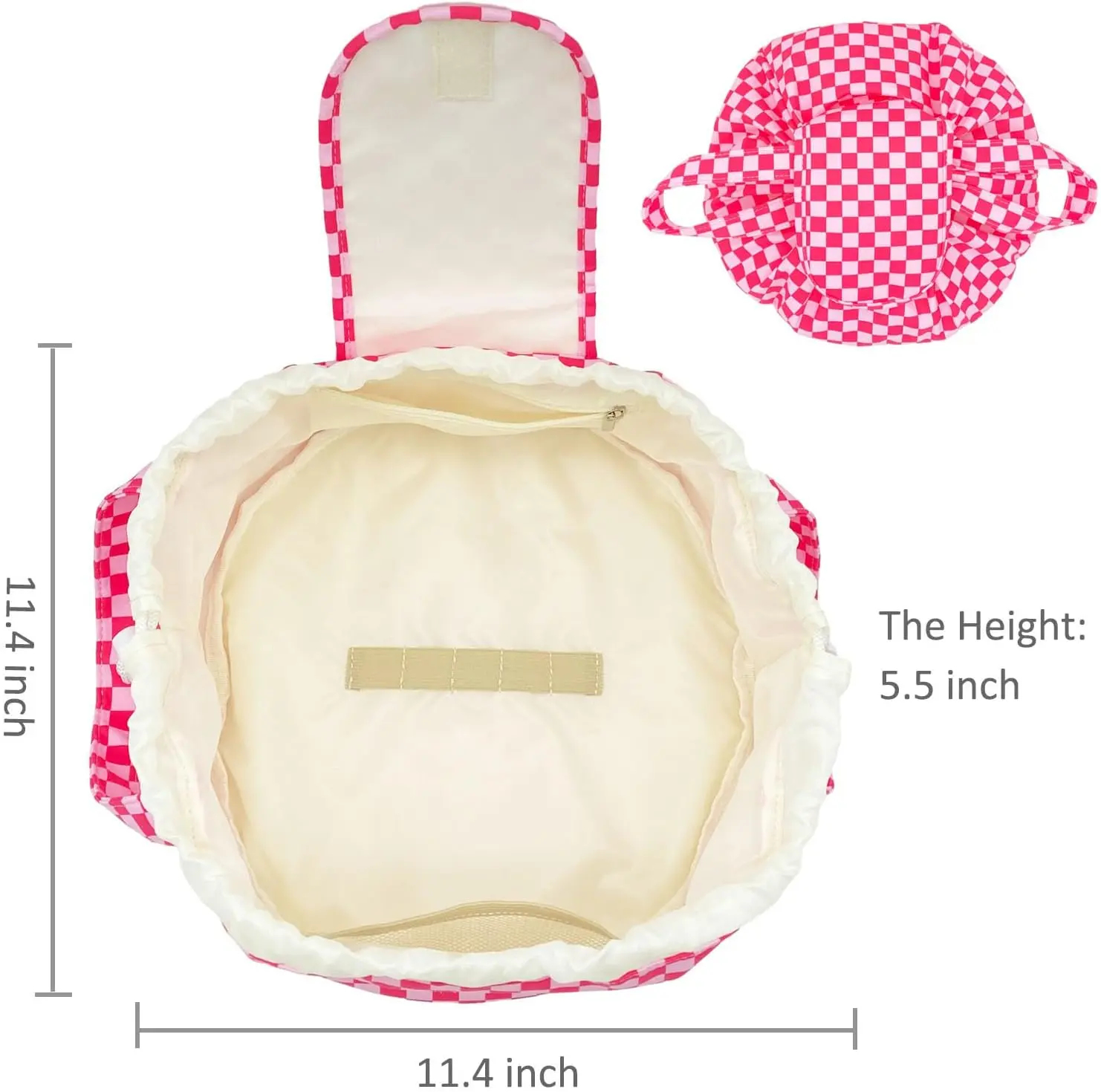 Large Barrel Drawstring Makeup Bag Travel Bag for Women - Portable Make Up  Organizer Bag for Care & Toiletries with Brush Holder & Pouch - TikTok Shop