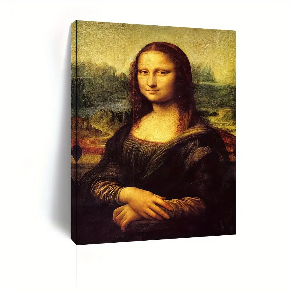 Leonardo da Vinci's "Mona Lisa" Canvas Painting with Wooden Frame, Ready-to-Hang Art, Famous Art, Home Decor Wall Decoration