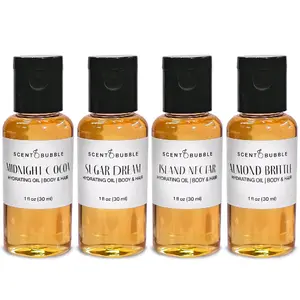 Scented Body & Hair Oil | 4 Pack Gift Set Sample Pack 1 oz Discovery Set | Hydrating Multi-use