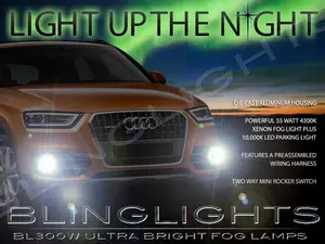 For 2012 2013 2014 Audi Q3 Xenon Halogen Fog Lamps Driving Lights Foglamps Foglights Kit 2.0 TFSI TDI