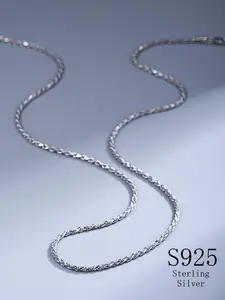 S925 Sterling Silver Chain Necklace for Men & Women, Fashion Chain Necklace for Party, Daily Decor, Trendy All-match & Exquisite Jewelry for Birthday Gift