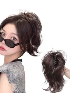 1 Piece 12 Inch Ponytail Hair Extensions, Soft Wave Ponytail Clips, Synthetic Clip Hairpiece, Natural Short Hair, Party Wedding Daily Use, Synthetic Soft Hairpieces