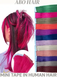 10 Pieces Human Hair Mini Tape-In Extensions, Quick Change Clip-In, Natural Style, Firm Hold, Straight Hair 12/16/20 Inches, Multi-Color