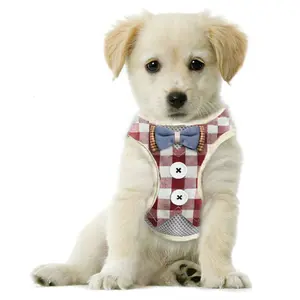 Red Plaid Dog Harness for Small Dogs No Pull Dog Harness, Step-In Adjustable Puppy Harness, Cute Soft Breathable Dog Vest Harness