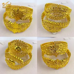 ANIID Luxury Arabic Bridal Charm Bracelet For Women Dubai 24k Gold Color Bangles Nigerian Wedding Gift African Jewelry Party