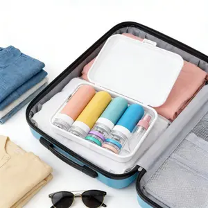 TSA Approved Travel Bottles Set | Leak Proof Silicone Squeeze Containers with Clear Toiletry Bag | Portable Travel Bottle Organizer Dispenser for Shampoo Lotion Skincare | Flight Vacation Packing Essentials Travel Hacks, Travel Storage