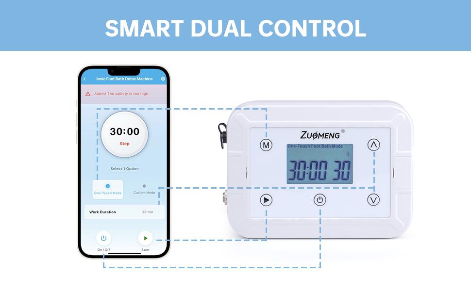 Bluetooth Ionic Foot Bath Detox Machine for Home Spa Use, with App Control, Foldable Soaking Tub, 2 Ion Arrays, 100 Basin Liners, Timer for Natural Body Detoxification