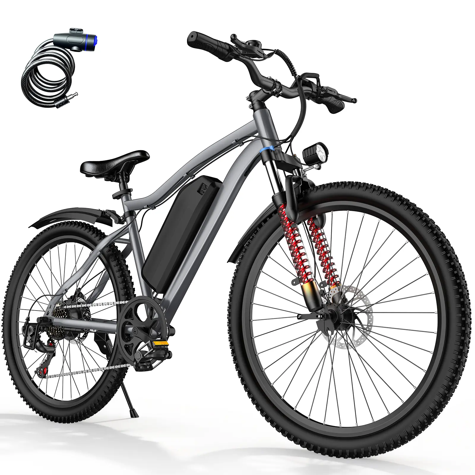 Terrosor Adult Electric Bike, 26" Commuter E-Bike with 7-Speed Gears, 720W Peak Motor, 375Wh Removable Battery, 50 mi Range, All-Terrain Electric Mountain Bicycle dirt bike bicicleta electrica e bikes for adults