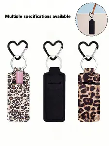 Women's Leopard Print Lipstick Keychain, Extendable Lip Balm Case, Animal Print Design, Durable Fashion Daily Makeup Storage