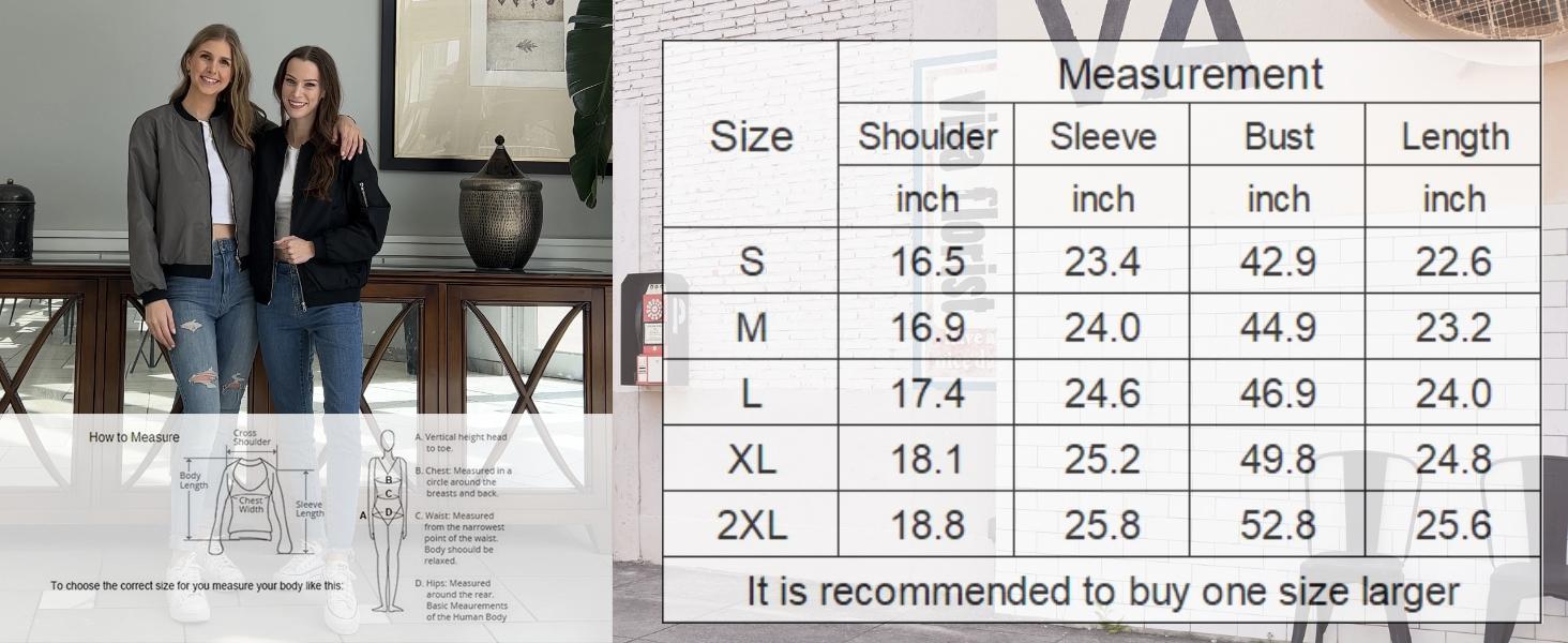 Women's Casual Bomber Jacket Long Sleeve Lightweight Windbreaker Zip Up Outerwear with Pockets for Spring Autumn