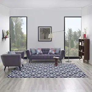 Modway Alika Abstract Diamond Trellis 8x10 Area Rug in Ivory and Navy
