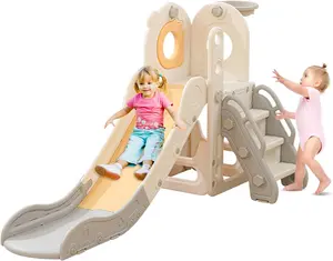 Slide for kids,Freestanding Toddler Slide, 5 in 1 Kids Indoor Playset for Toddlers 1-3，L Shaped Slide with Basketball Hoop，Baby Slide for Indoor Outdoor for Boys and Girls Birthday