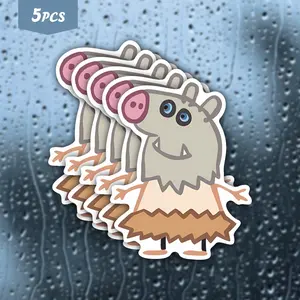 5Pcs "Cave Piggy" Cartoon Prehistoric Pig Waterproof Vinyl Sticker, Cute Primitive Pig Character Self-Adhesive Decal, Suitable For Water Bottles, Laptops, Journals, Ideal For Cartoon Fans, Cute Character Lovers And Whimsical Vibe Enthusiasts