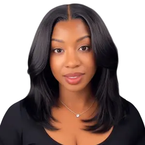 SuperNova Chic Layered Light Yaki Straight Wig | Natural Black, 5x7 Lace, Glueless & Ready to Go