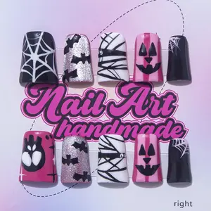 Delicatething Halloween Y2K Style Nail Set, Handmade Almond Shape Nails, Spider Web Design, Perfect Gift for Women, Includes Jelly Glue & Files