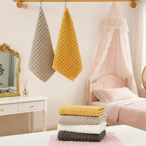 3/5pcs Waffle Washcloths - 35x35cm Square Small Towel, Soft & Absorbent, Skin-Friendly Plain Color Breathable, Ideal for Face Washing, Daily Facial Cleansing & Home Bathroom Use