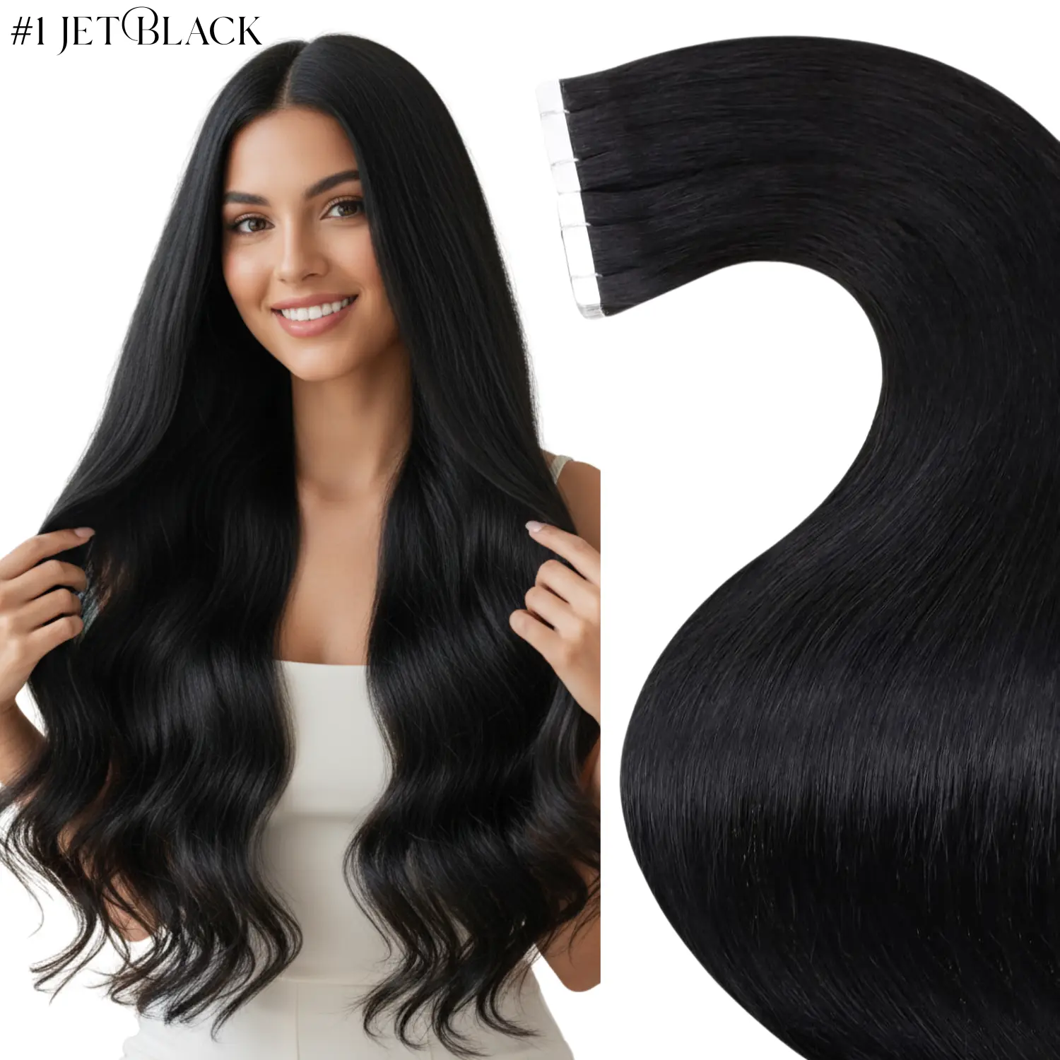 LaaVoo Natural Straight Tape-in Real Human Hair Extensions, 20-Piece Premium Seamless Extensions Hair, Natural Looking Women's Fashion Accessory, Mother's Day Gift, Real Hair Extensions