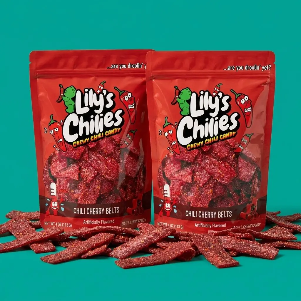 Chili Cherry Belts (Two 4oz Bags), Chili Candy Snack Sour Chili Cherry Belts (Two 4oz Bags), Chili Candy Snack Sour