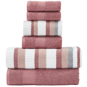 Modern Threads Pax 100% Cotton Yarn Dyed Fluffy Cotton Bath Towel Set, Rosewood