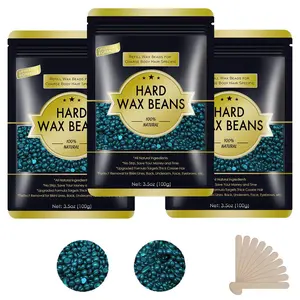 Wax Beads for Hair Removal - 3 * 100g/10.5 oz Hard Wax Beads Waxing at Home for Sensitive Skin Women - Hard Wax with 10 sticks, Bikini Brazilian Body Face