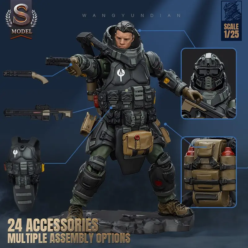 Joytoy Steel Cavalry Assault Walker 1/25 Scale 3 Inch Military Figure Model, High Mobility Sci-Fi Collectible Toy PVC Action Figures with 24 Detachable Tactical Accessories