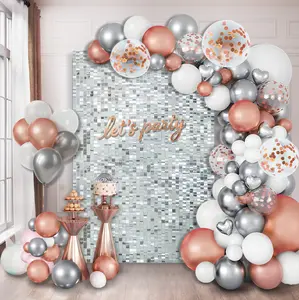 Silver Shimmer Wall Backdrop Panels for Party Decor, 24PCS Sparkly Sequin Wall Panels for DIY Photo Background, Wedding & Birthday Event Decor (Backdrop Only)