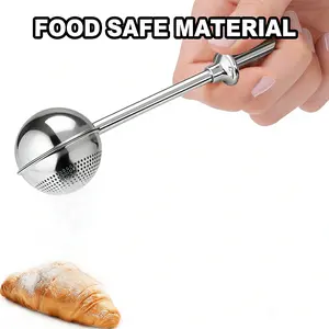 Spring-Operated Spice Shaker - 18/8 Stainless Steel Powdered Sugar & Flour Dispenser