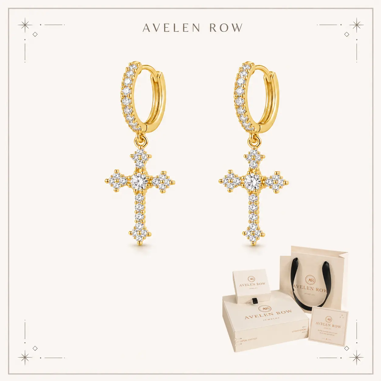 CZ Cross Hoop Earrings for Women, Christian Faith Jewelry Gift for Her