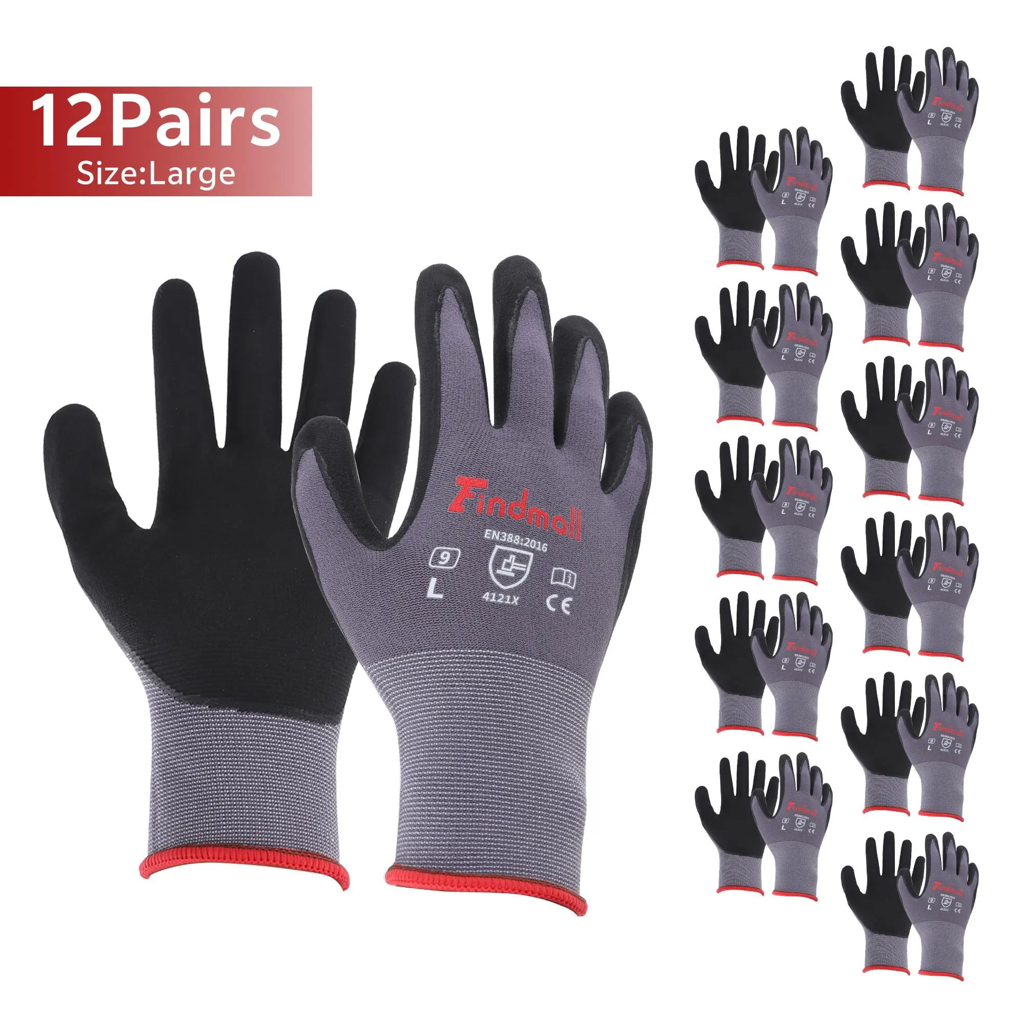 12 Pairs Large Work Gloves