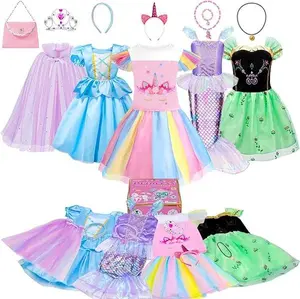 Mother Day Gift Princess Dress Up - Dress Up Clothes for Girls with Toys,Christmas Birthday Gift for Toddler Girls 3,4,5,6,7,8 Years