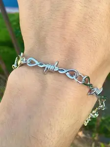 Men's Punk Rock Thorn Chain Bracelet, Vintage Simple Design, Versatile Creative Party Jewelry, Unique Personal Style Accessory