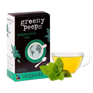 Greenypeeps Organic Peppermint Tea | Refreshing and Soothing Peppermint Herbal Tea  | Caffeine-Free | Fairtrade Certified, USDA Organic | Eco-Friendly Tea Bags | 100% Recyclable Packaging | 3% Back to Community | Carbon Negative & Planet Positive Tea
