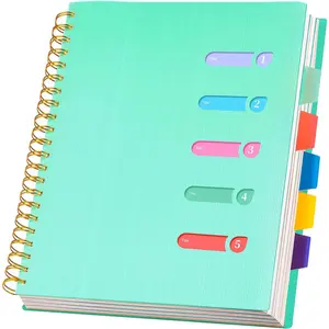5 Subject Notebook 8.5 x 11 Large Spiral Notebook with Dividers 240 Pages Office Notebooks for Work Multi Subject Notebook with 5 Tabs Professional Organizer Notebooks for Note Taking School, Green