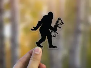 Sasquatch Archery Bow Hunting Sticker - 3.9" tall, Black, die cut, high quality, weatherproof, bigfoot