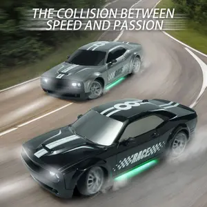 RC Drift Car 2.4G Full Scale Stunt Car 4WD Electric RC Racing Hellcat Challenger Car With Lights,white elephant gifts for adults,  Easter RC Car