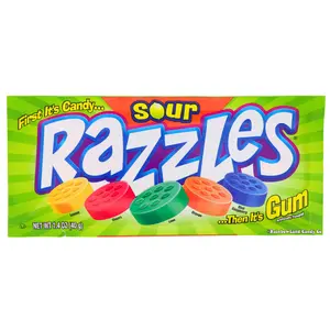 Sour Razzles Nostalgic Candy - First It's Candy, Then It's Gum