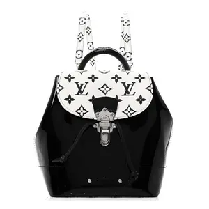 Pre-owned Louis Vuitton Patent Leather Backpacks Patent Monogram Hot Springs Backpack Black White
