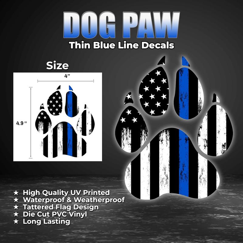 Thin Blue Line Dog Paw Decals 4 Inch X 3.6 Inch Window Decal Sticker Police Blue Line Sticker 2X3 US American Flag Stickers for Cars Car Stickers (Clean Dog Paw) Thin Blue Line Dog Paw Decals 4 Inch X 3.6 Inch Window Decal Sticker Police Blue Line Sticker 2X3 US American Flag Stickers for Cars Car Stickers (Clean Dog Paw)