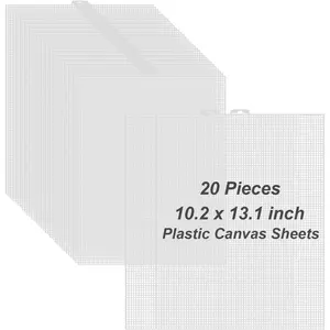 20 Pieces 7 Count Plastic Canvas Sheets, 10.2x13 Inch Plastic Mesh Sheet for Crafts, Eye Mesh Needlepoint Canvas 7 Mesh for Acrylic Yarn Crafting, Knit Crochet Projects and Make Aquarium