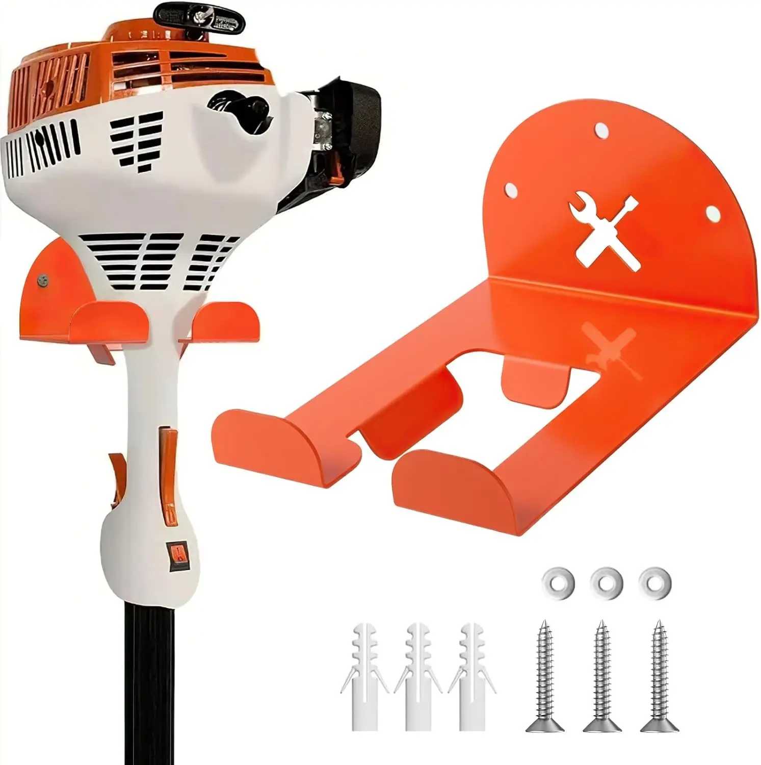 1pcs Trimmer Rack Wall Mount Weed Eater Hangers for Garage Wall Heavy Duty Weedeater Rack Chainsaw Holder Shed Organizer Weed Eater Holder for Shed Organization