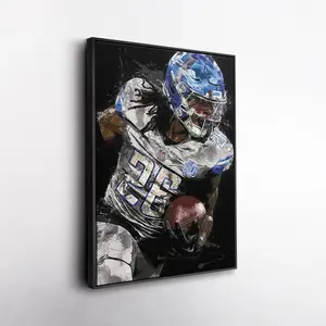 Jahmyr Gibbs Wall Art ? Detroit Lions  Print, NFL Football Decor, Framed Poster Gift for Fan Room, Man Cave, or Office ( Unframed - Print Only )