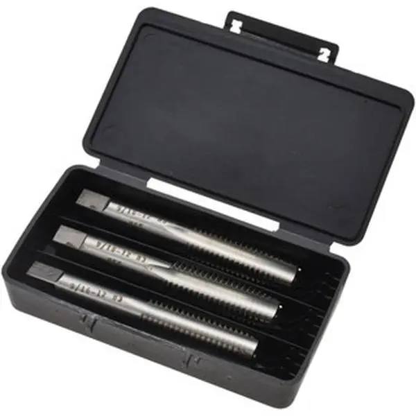 Value Collection 3 pc Right Hand Tap Set, 9/16-12 UNC Threads, 4 Flute, High-Speed Steel, Bright Finish, 3-19/32" OAL, MSC-