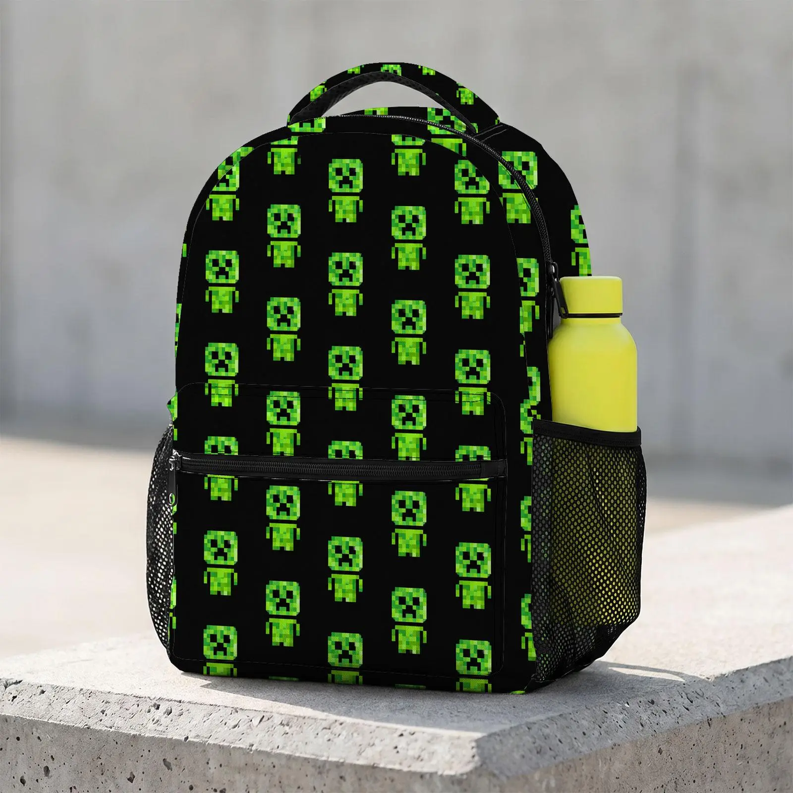 Minecraft Cute Cartoon School Backpack for Teen Boys, Aesthetic Print Large Cap Casual Daily Use Daypack for Kids & Students