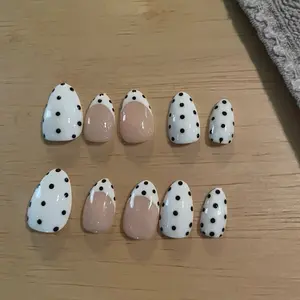Polka Dot Black and White Press on Nails Handmade