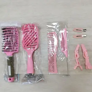 Beautyforever Hair Brush Comb Set For Curly Hair With Detangling Brush Set Hair Styling Comb Clips Set For All Hair Types