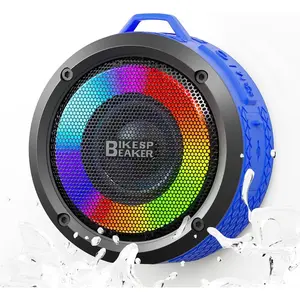 Shower Speaker with Light,  bass, Upgraded Portable Shower Speakers, Dual bass Driver, 12H Playtime, Suction Cup, Lanyard, Hands-Free Function for Bathroom Beach Part, Blue