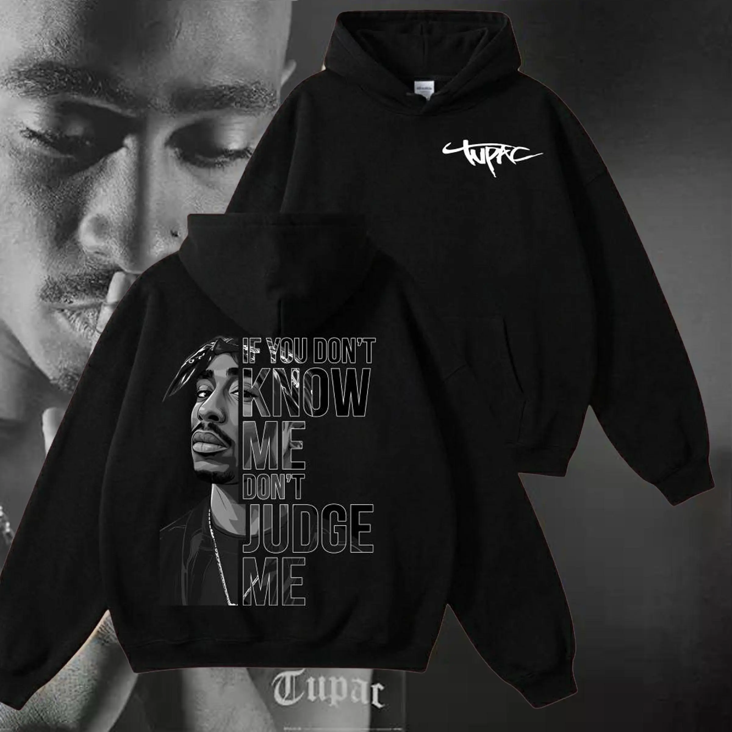 Retro Rapper Tupac 2pac  hoodie Classic Rapper Graphic Sweatshirt Featuring Tupac Shakur – Hip Hop Culture Fashion  1